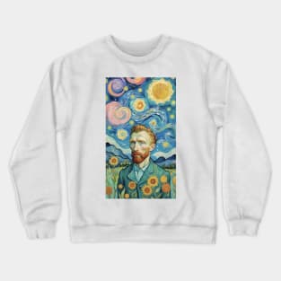 Starry Sunflowers: A Van Gogh Tribute Portrait Crewneck Sweatshirt